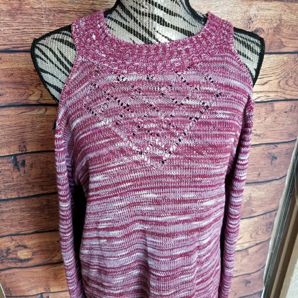 NWOT maroon marled cold shoulder sweater size 3x - Picture 2 of 7